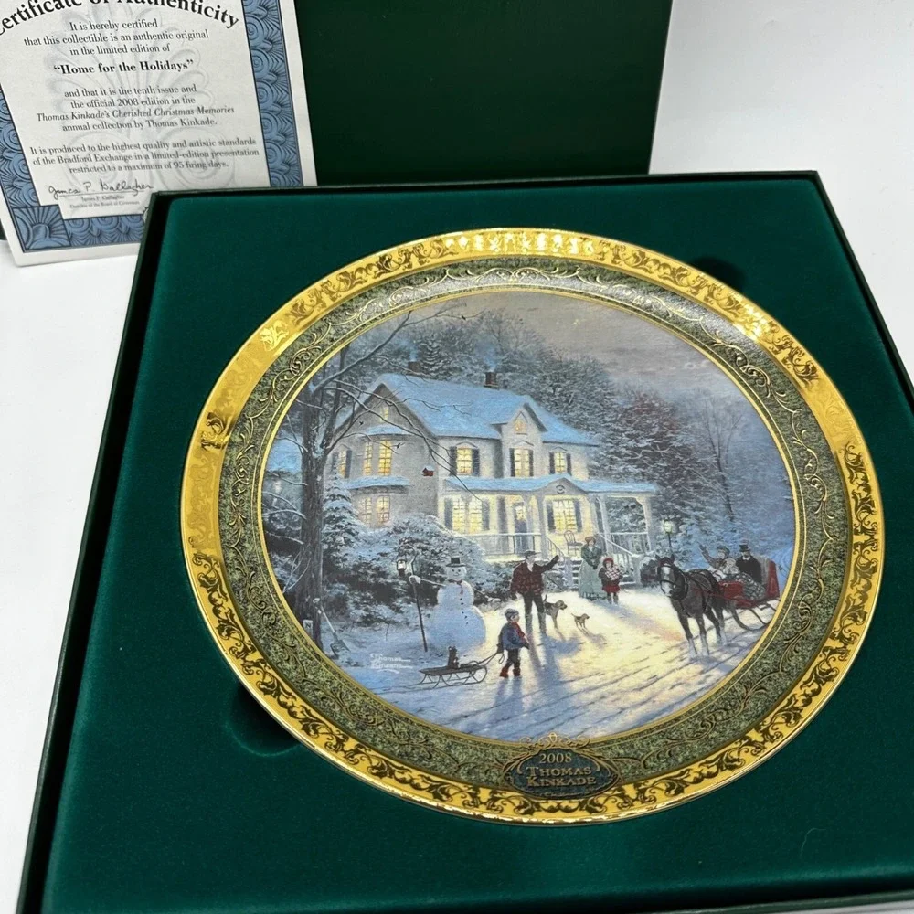 2008 Thomas Kinkade Home For The Holidays Collector Plate Box COA Core Decor